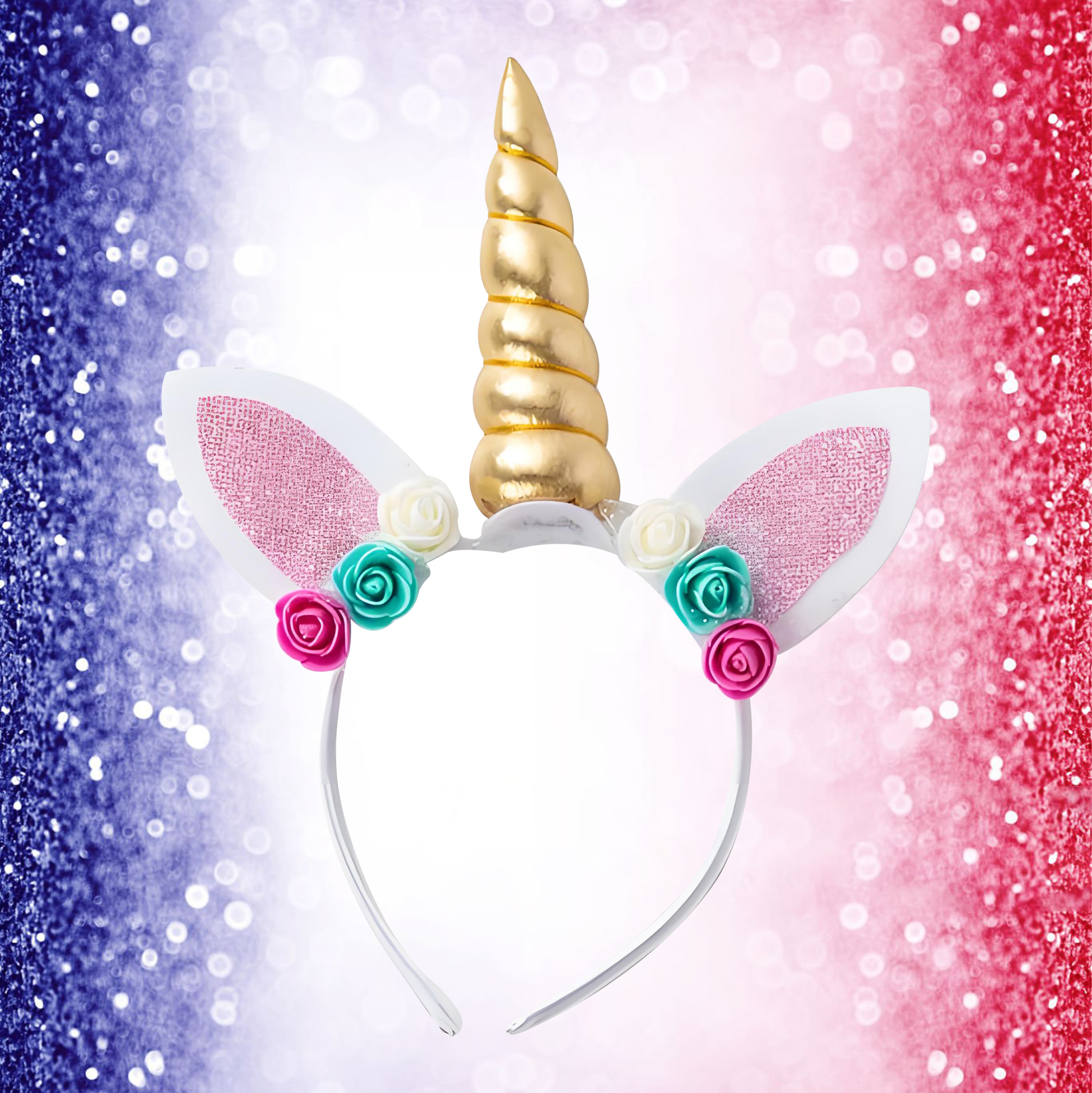 Unicorn Headband with Floral Decorations