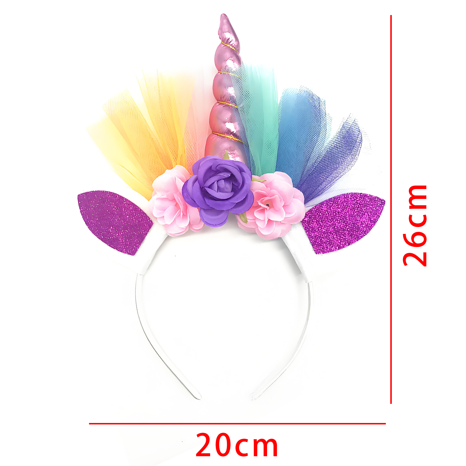 Unicorn Headband with Flowers and Tulle