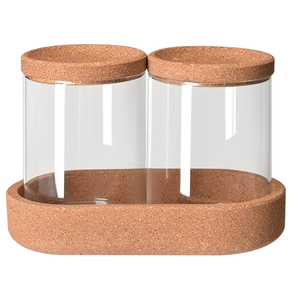 Glass Qtip Holder Vanity Storage Canister Set with Cork Lids