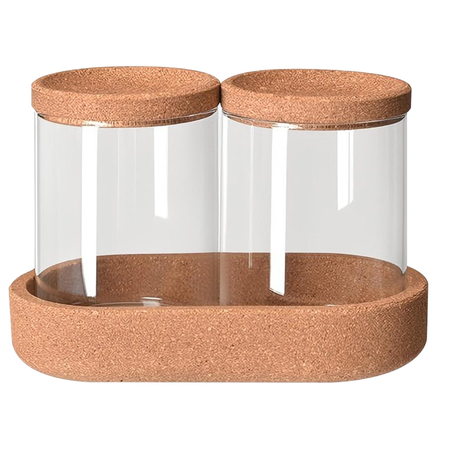 Glass Qtip Holder Vanity Storage Canister Set with Cork Lids