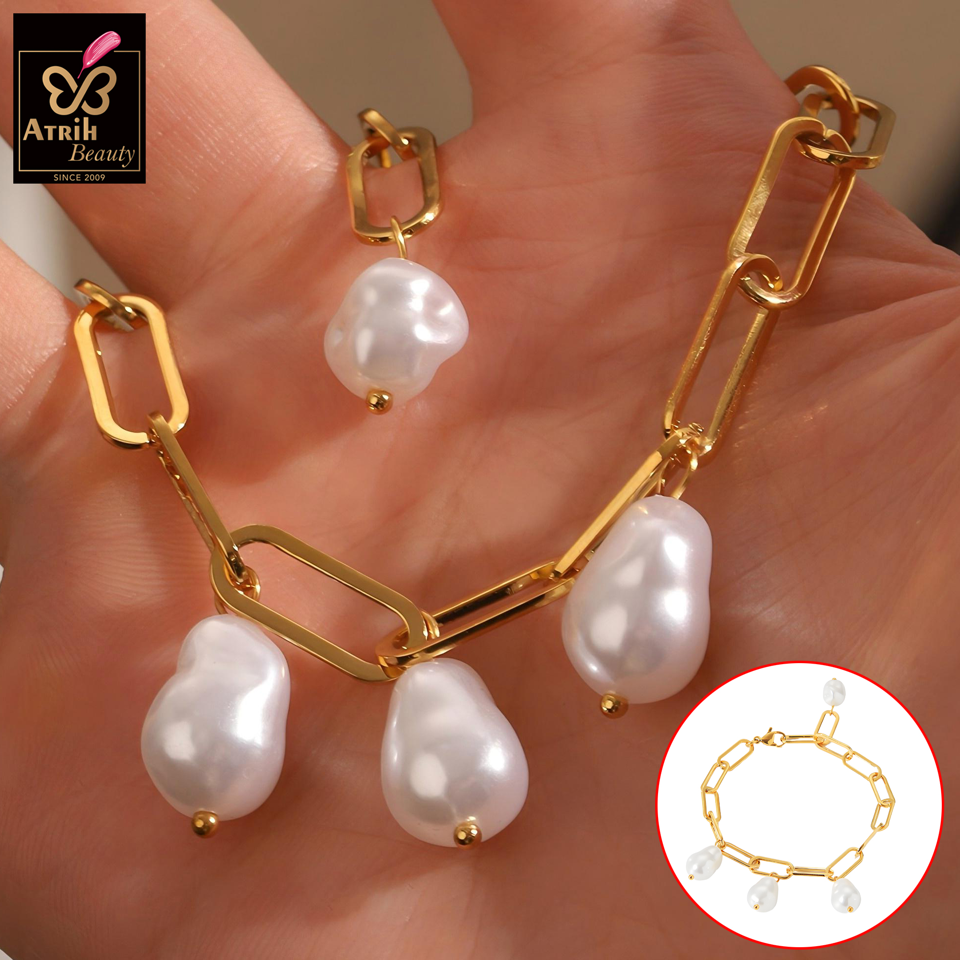 Gold Tone Paperclip Chain Bracelet