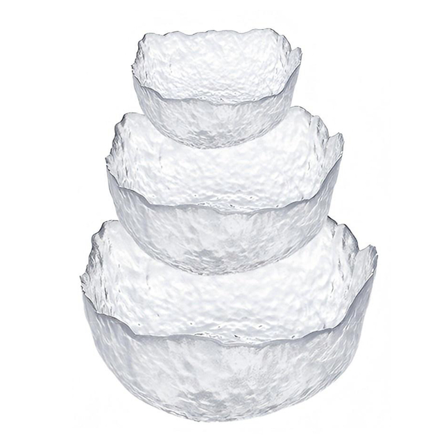 Hammered Glass Salad Bowl Set