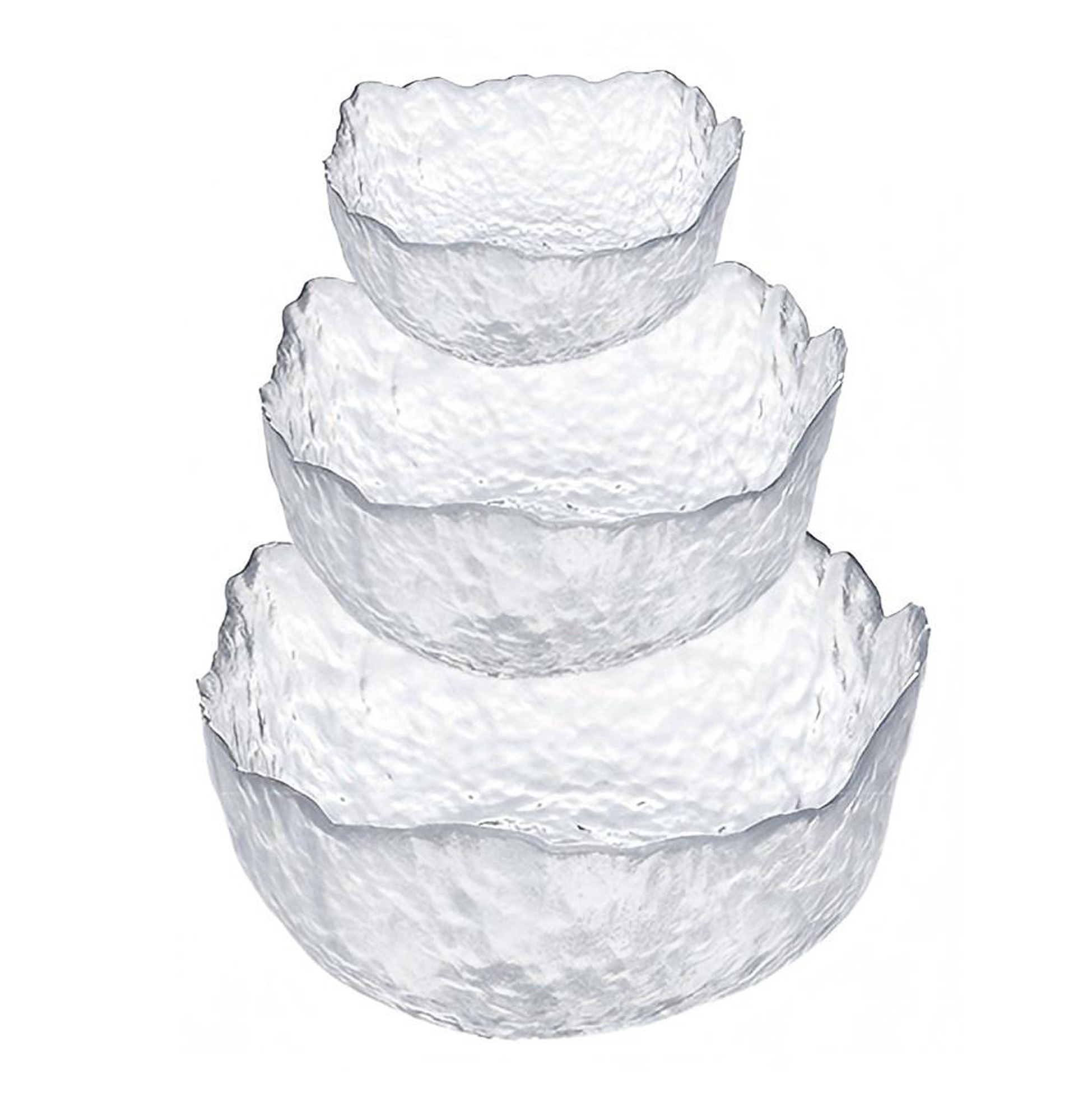 Hammered Glass Salad Bowl Set