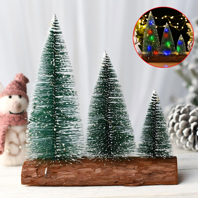 Set of Mini Artificial Snow Flocked Christmas Trees