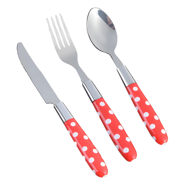 Red Polka Dot Plastic Handled Cutlery Set