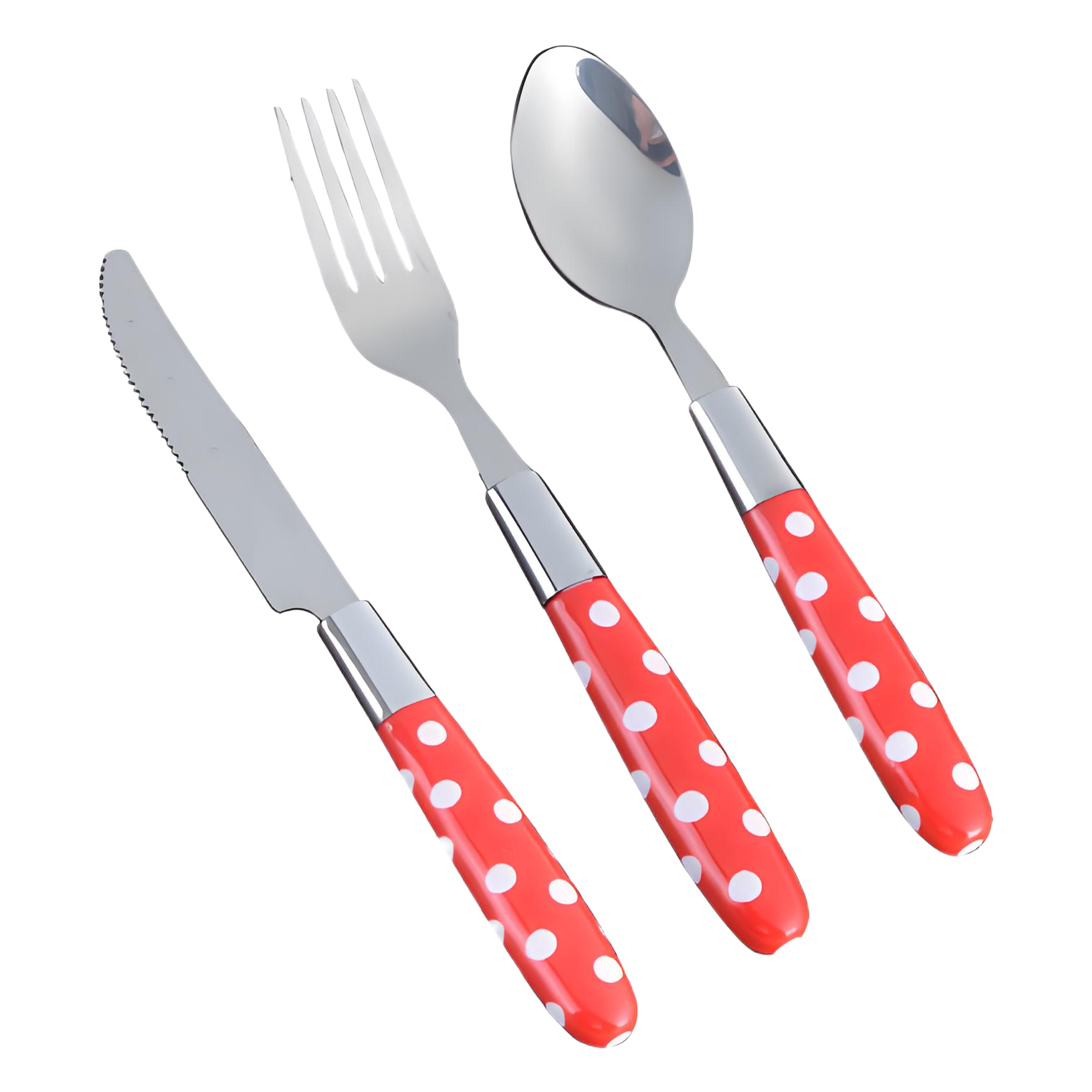 Red Polka Dot Plastic Handled Cutlery Set