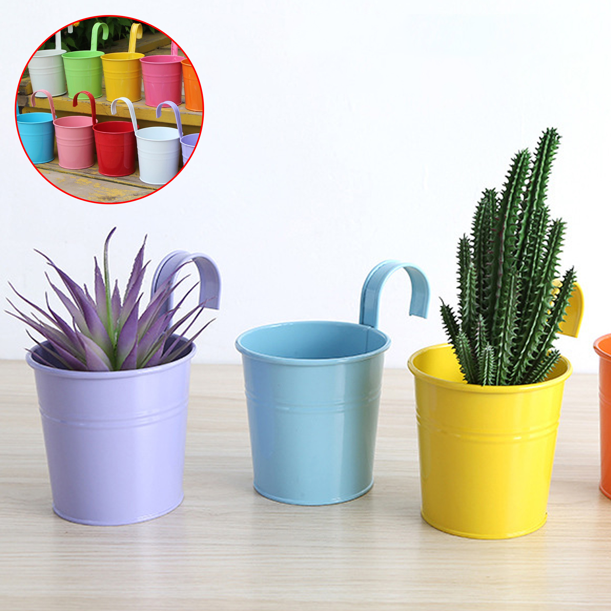 Green Metal Hanging Flower Pot
