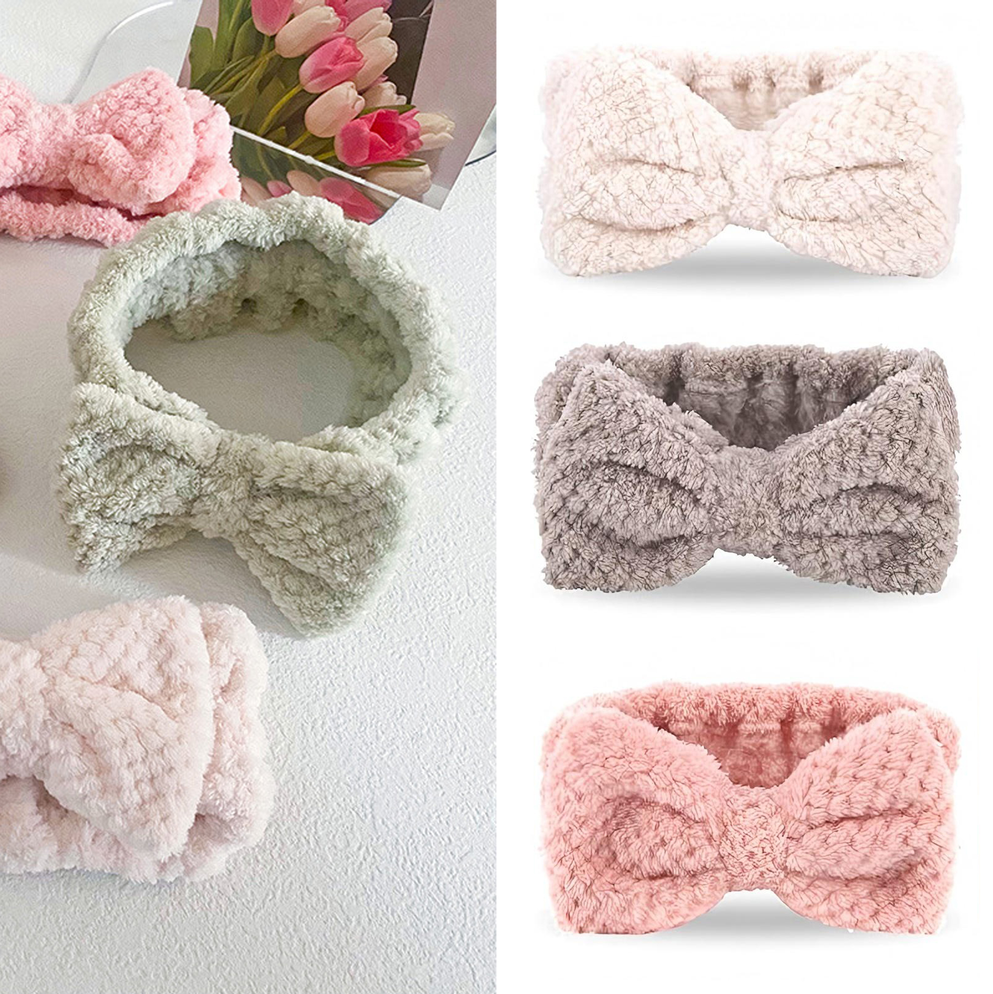 Soft Fuzzy Pink Bow Headband