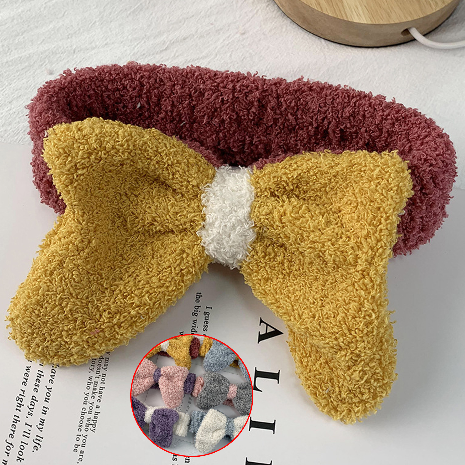 Fluffy Bow Headband for Washing Face
