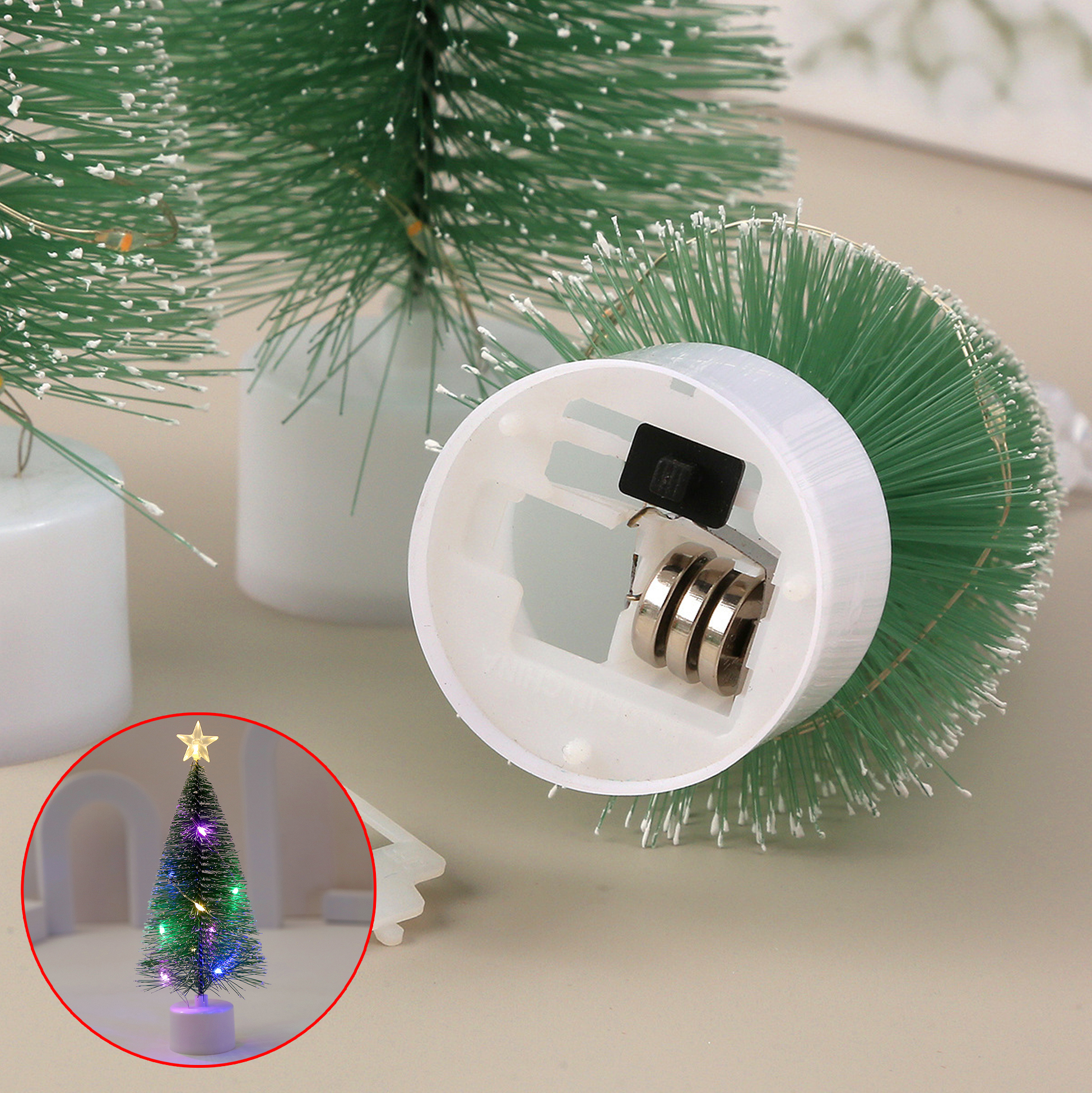 LED Lit Mini Artificial Christmas Trees 