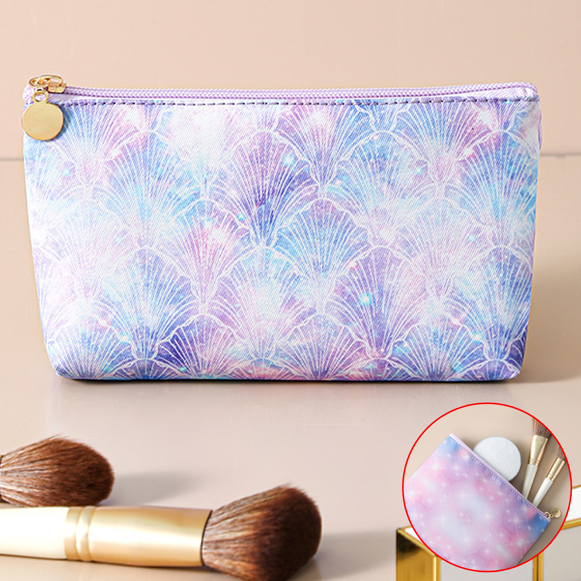 Mermaid Scales Printed Zipper Makeup Pouch