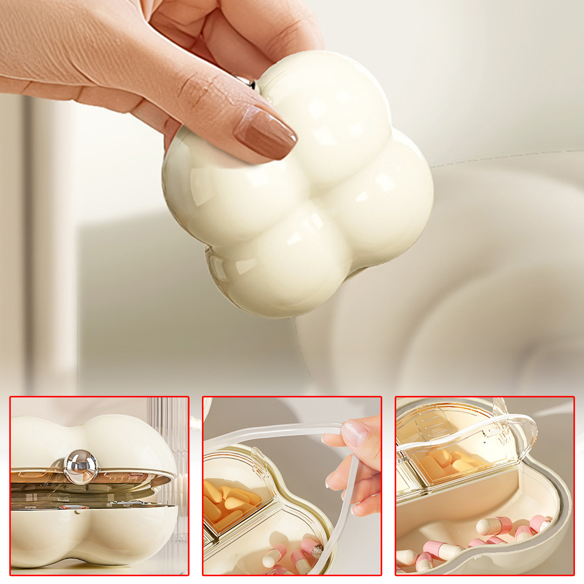 Four Compartment Portable Pill Organizer