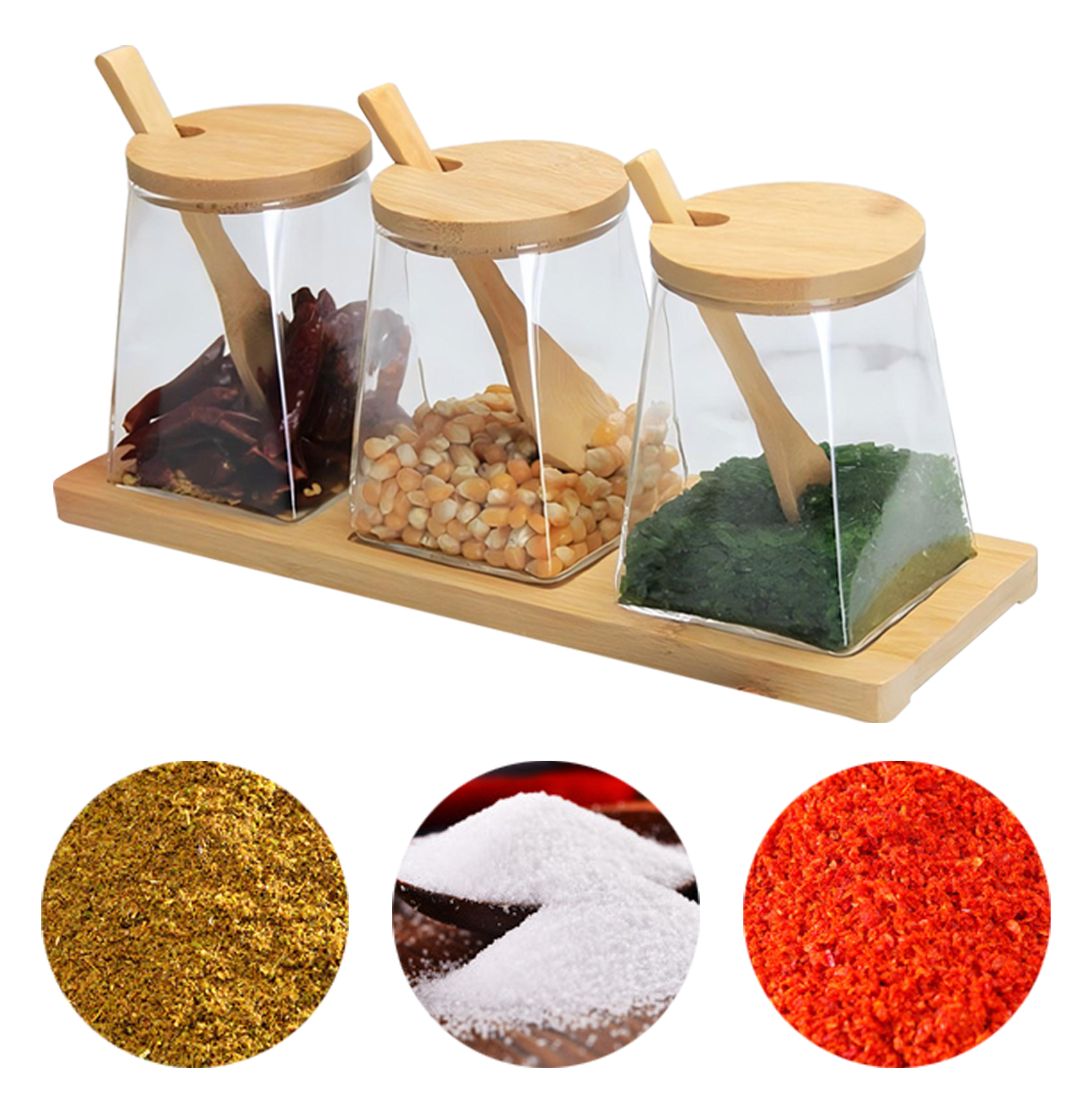 Kitchen 3-Piece Seasoning Containers