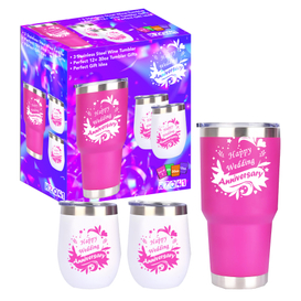 Pink Themed Stainless Steel Drinkware Set