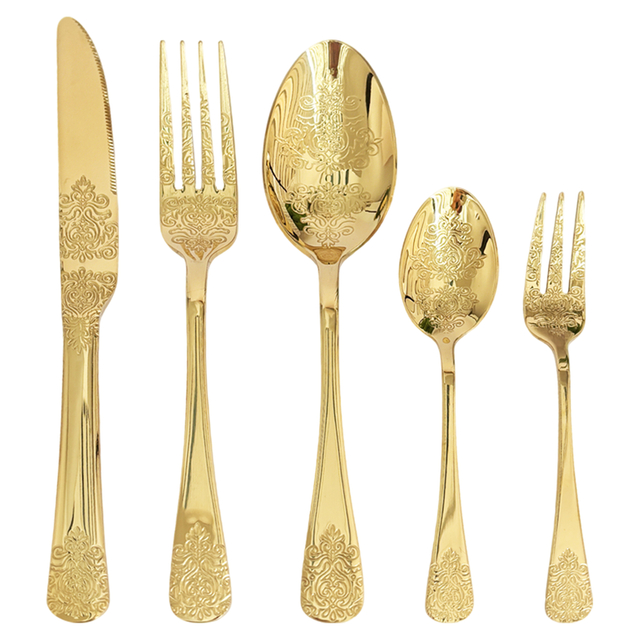 30-Piece Gold-Plated Ornate Cutlery Set