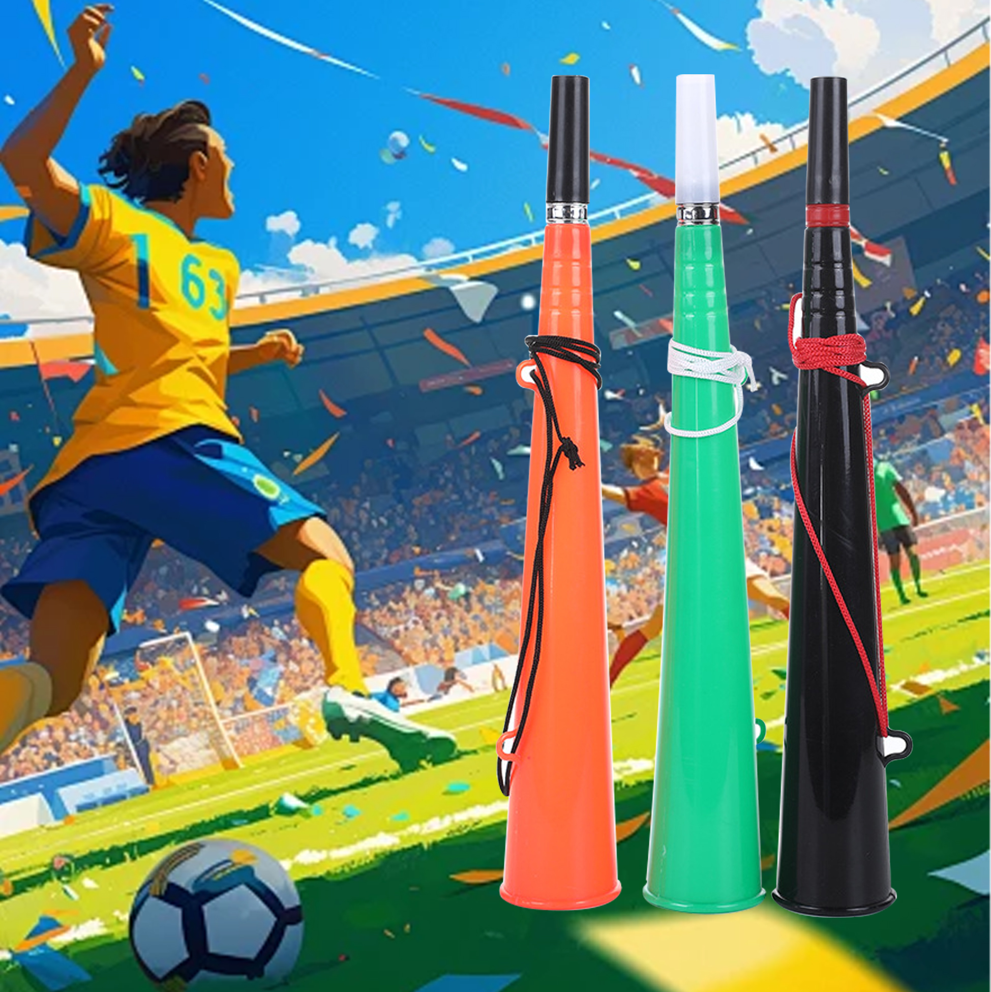 Multi-Color Plastic Football Horn Sports Event Cheering Horn