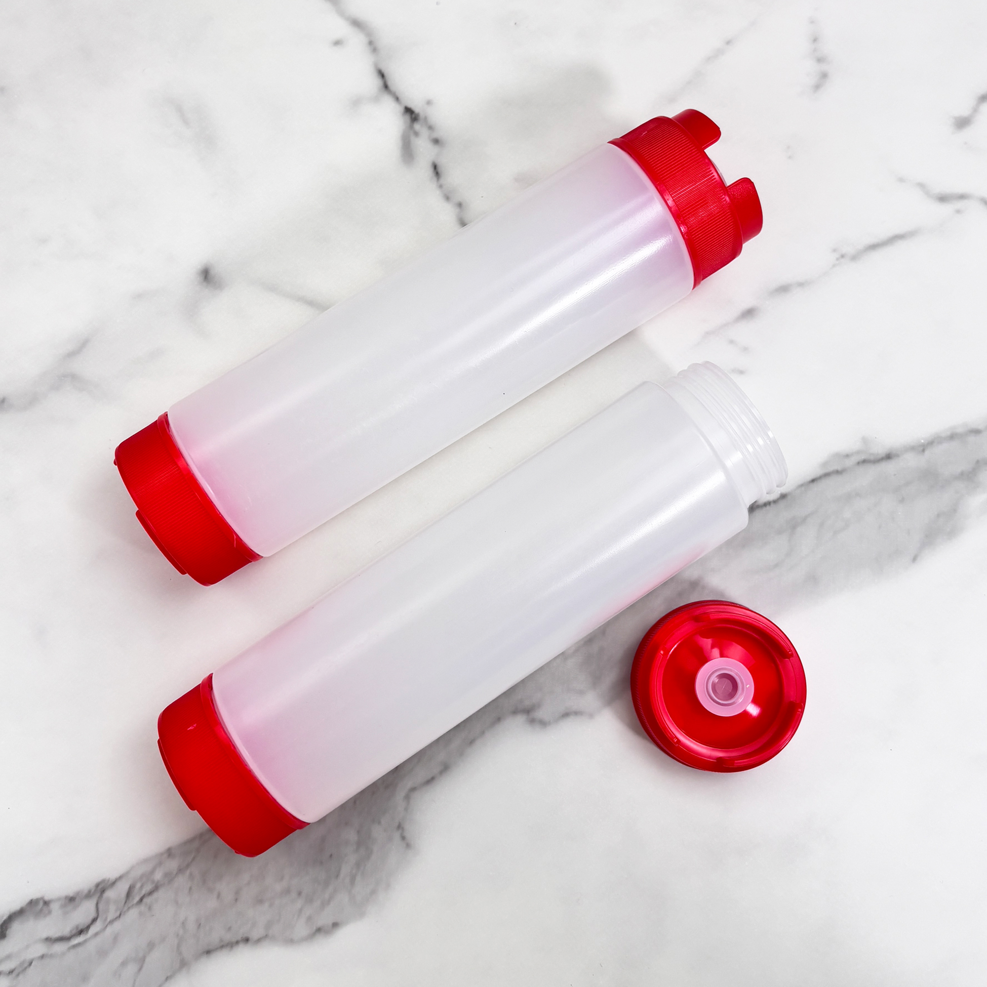Plastic Sauce Squeeze Bottle with Red Cap