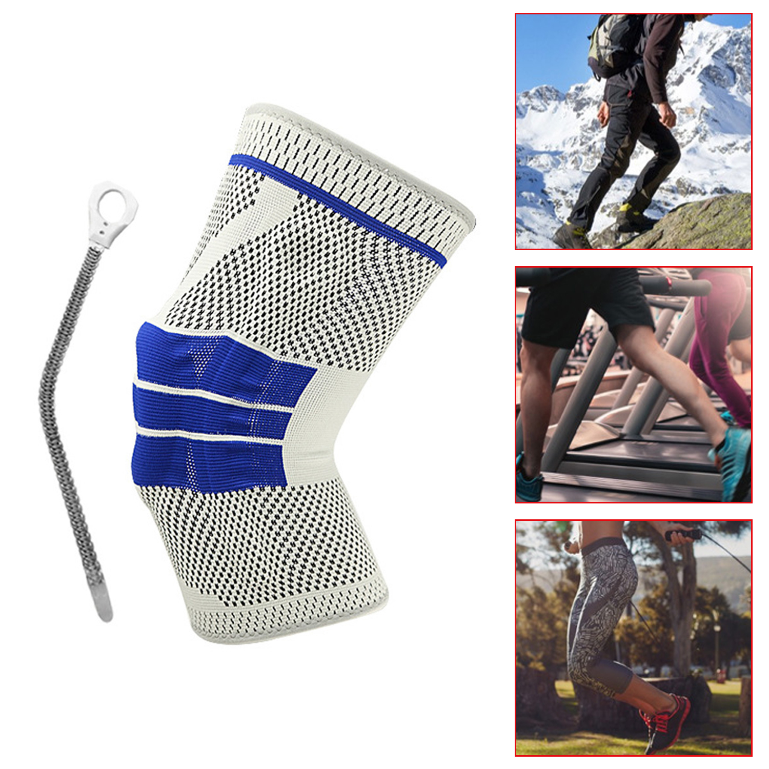 Sports Knee Pads Silicone Knitted Elastic Support Knee Pads Shin Pads Basketball Fitness Patella Knee Pads