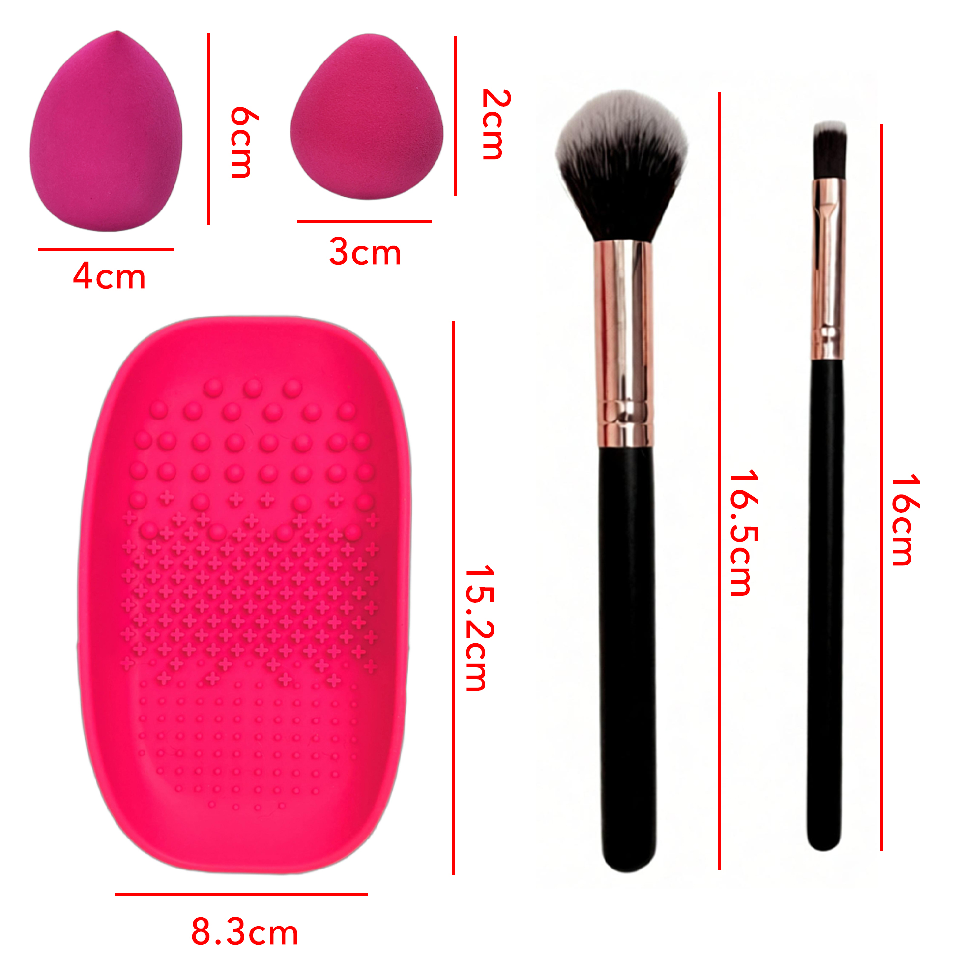 Set of 5 Makeup Brush & Sponge with Cleaning Pad
