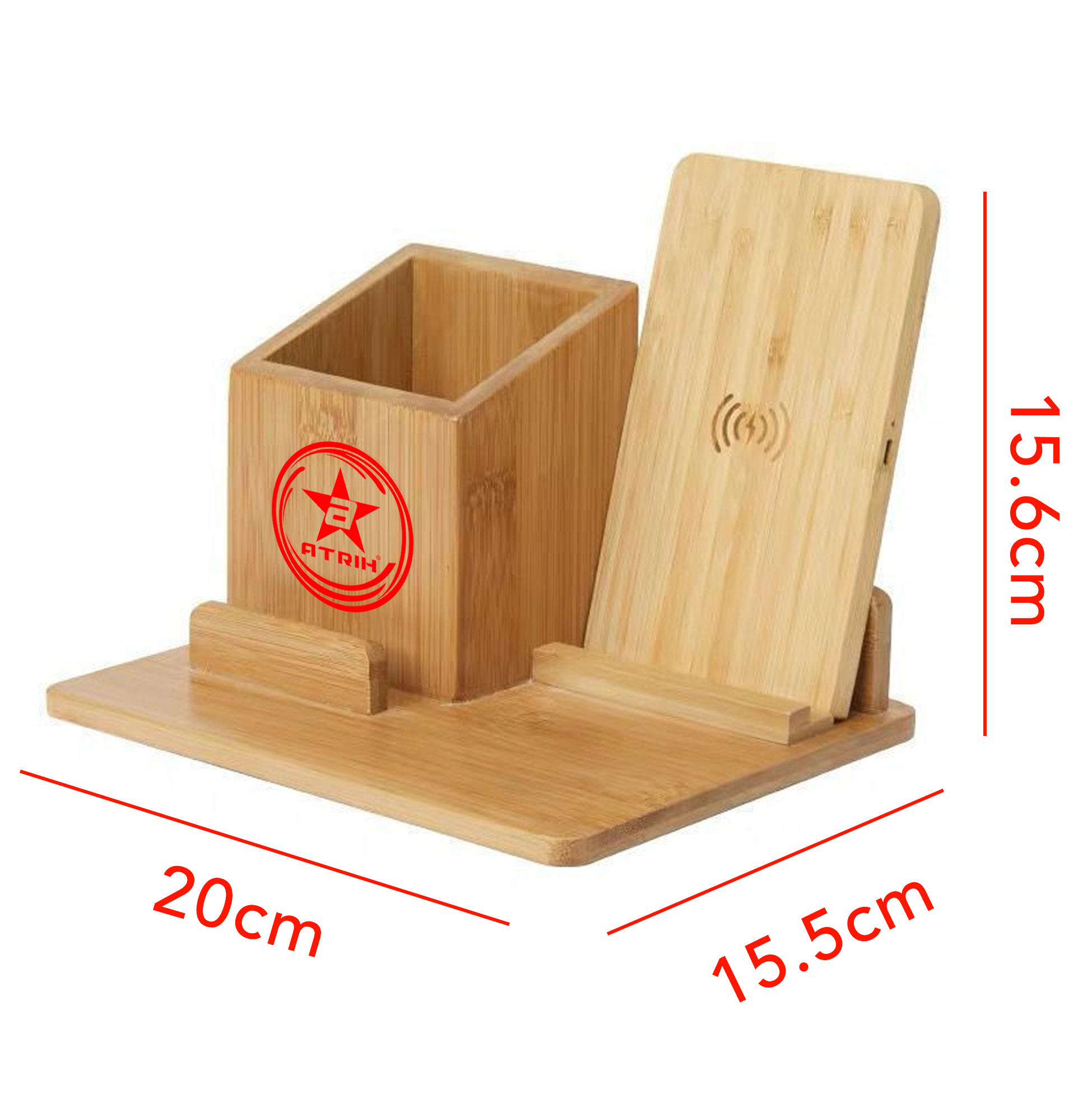 ATRIH Bamboo Wireless Charger with Pen Holder