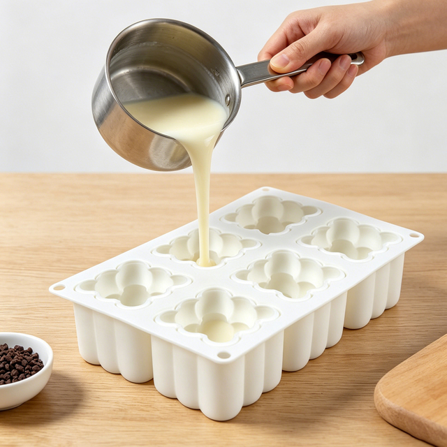 6 Cavity 3D Bubble Cube Silicone Mold, Food Grade Nonstick Baking Tray