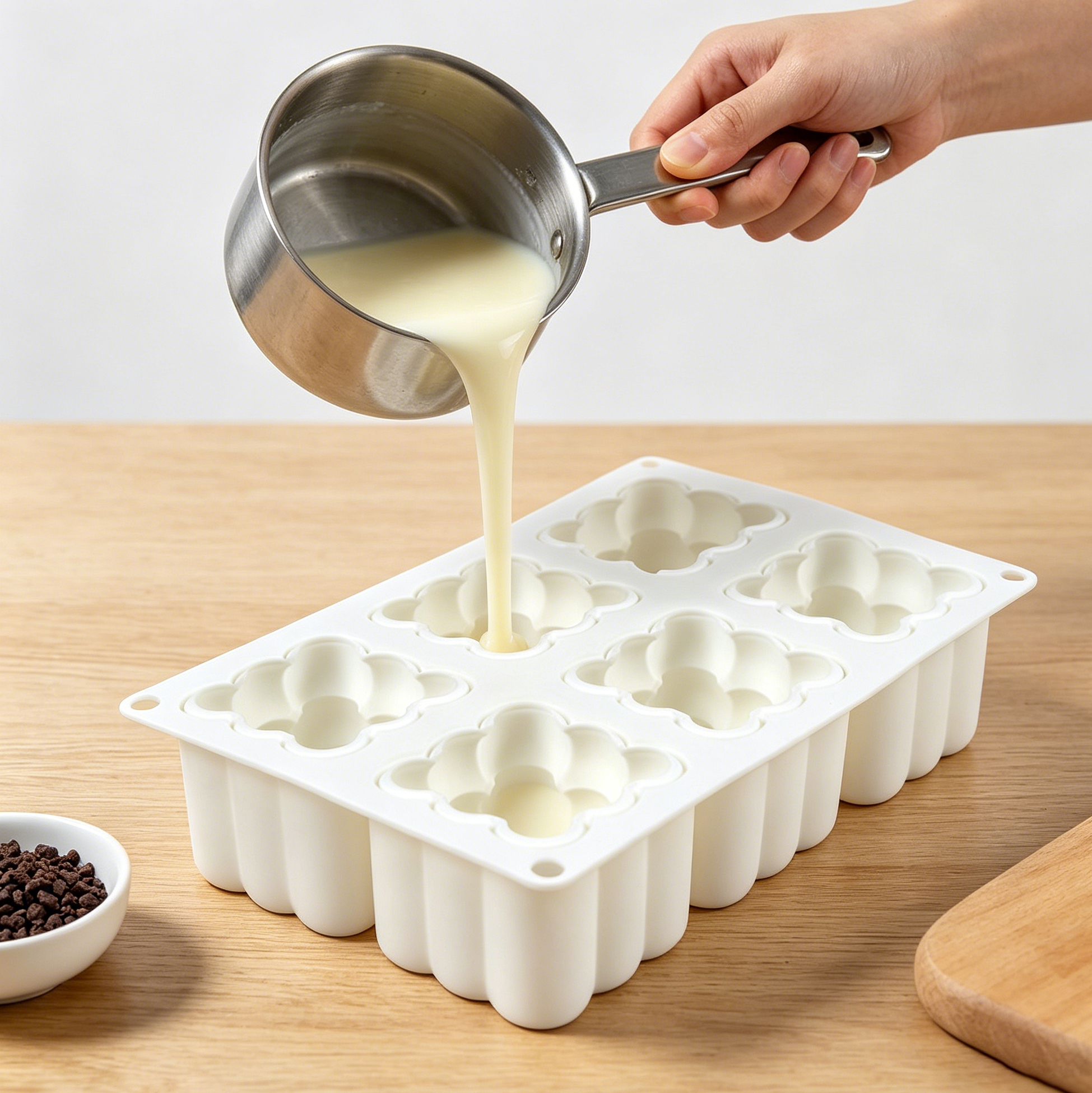 6 Cavity 3D Bubble Cube Silicone Mold, Food Grade Nonstick Baking Tray