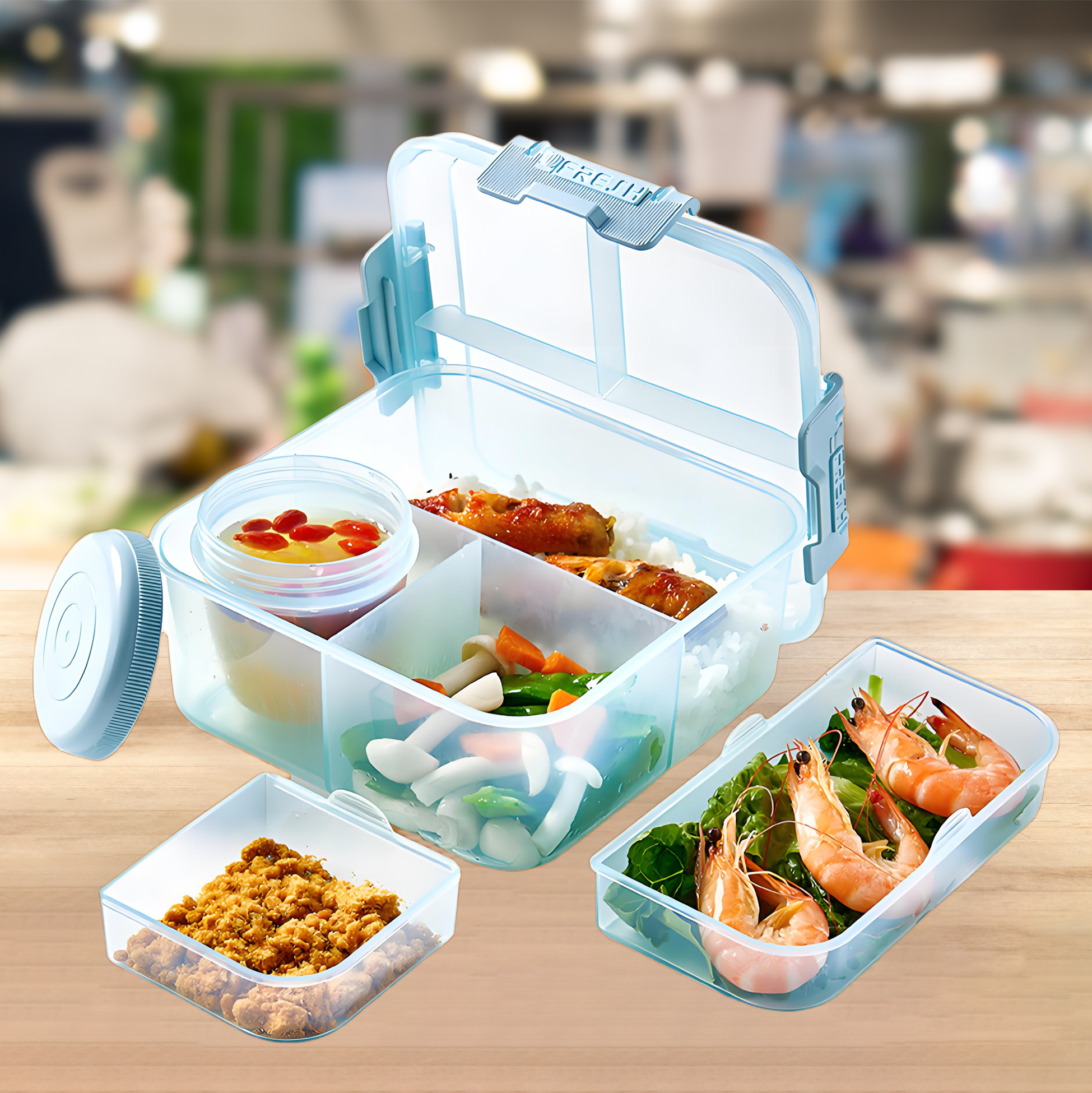 Multi - Compartment Plastic Lunch Box