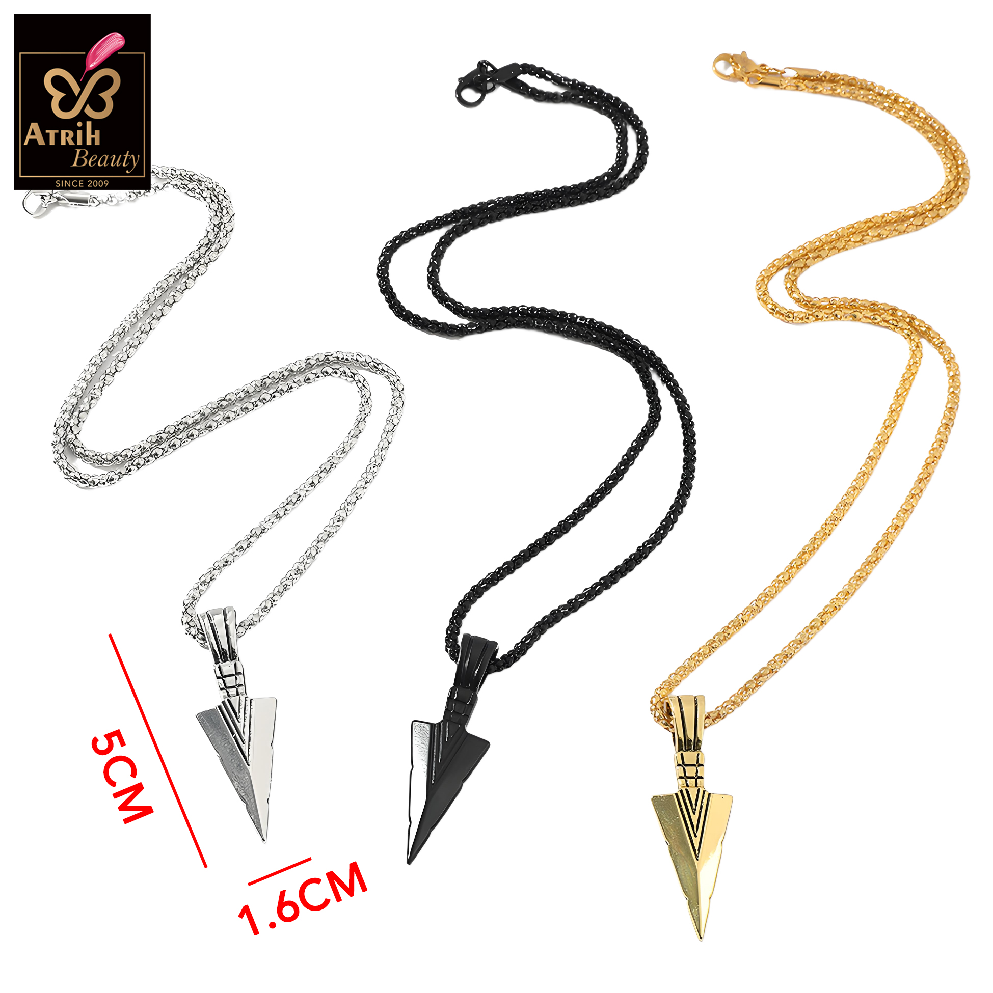 Black Arrowhead Pendant Necklace Gothic Style Jewelry