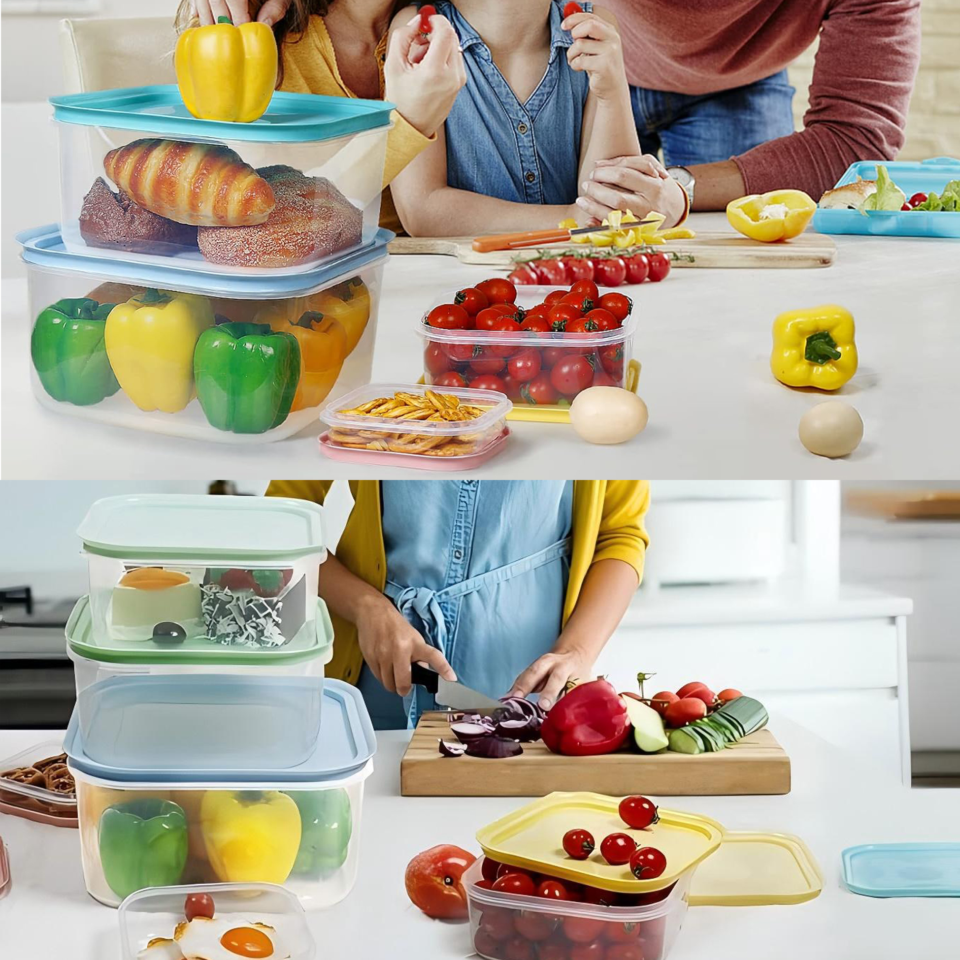 8 Piece Plastic Food Storage Bowl Set