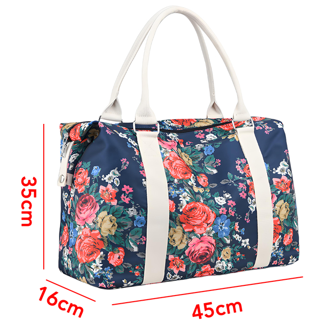 Floral Print Nylon Tote Bag