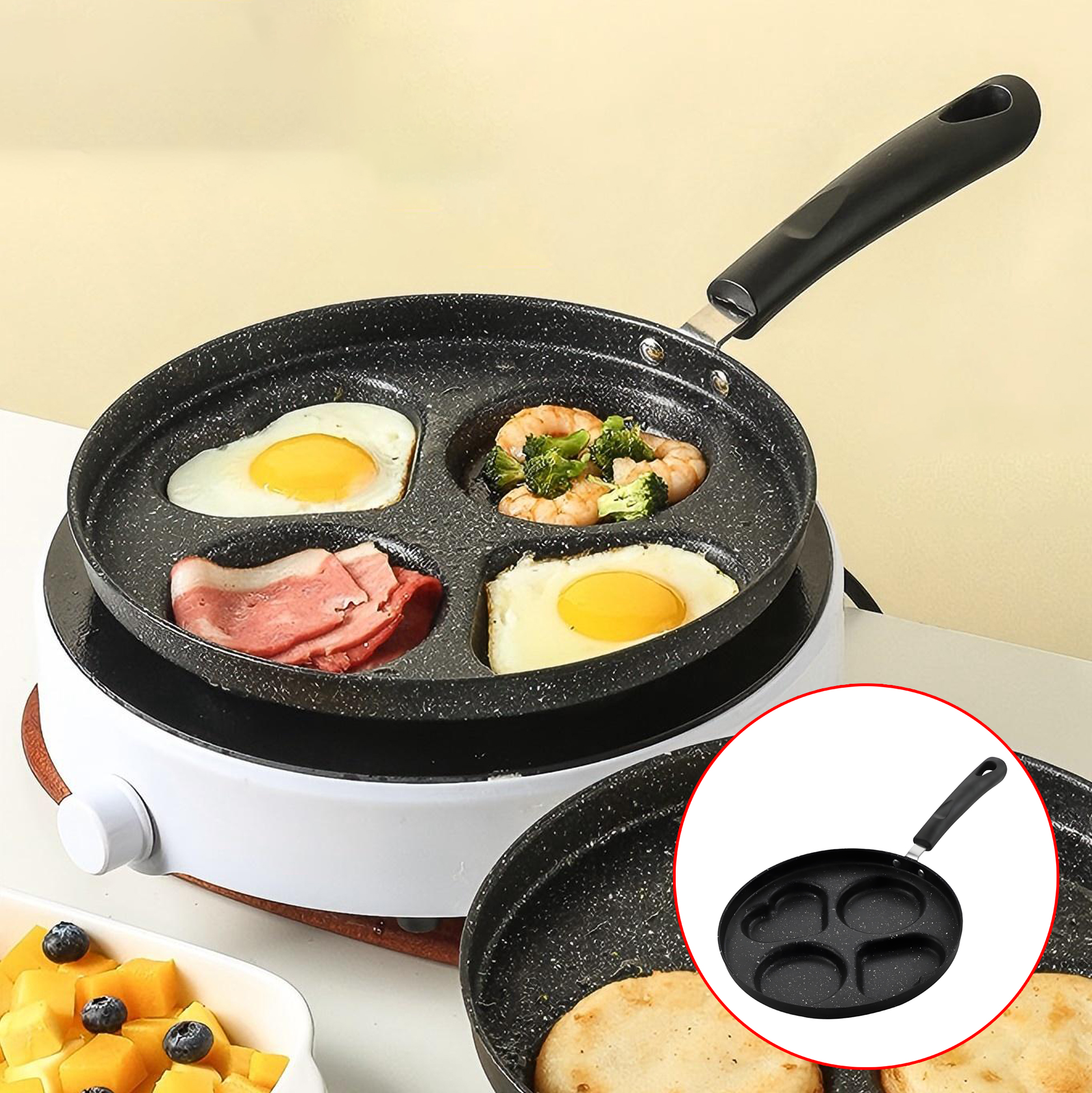 4 Section Non Stick Coated Egg Pan