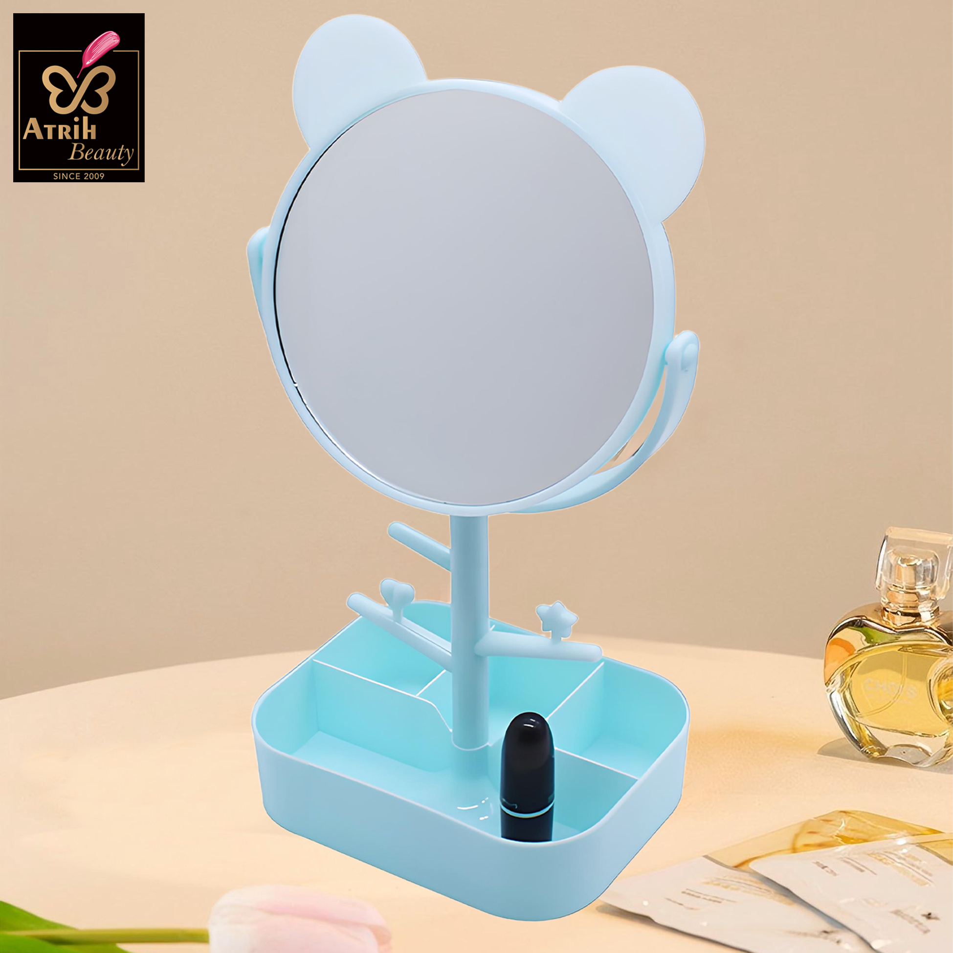Makeup Mirror with Storage Compartments