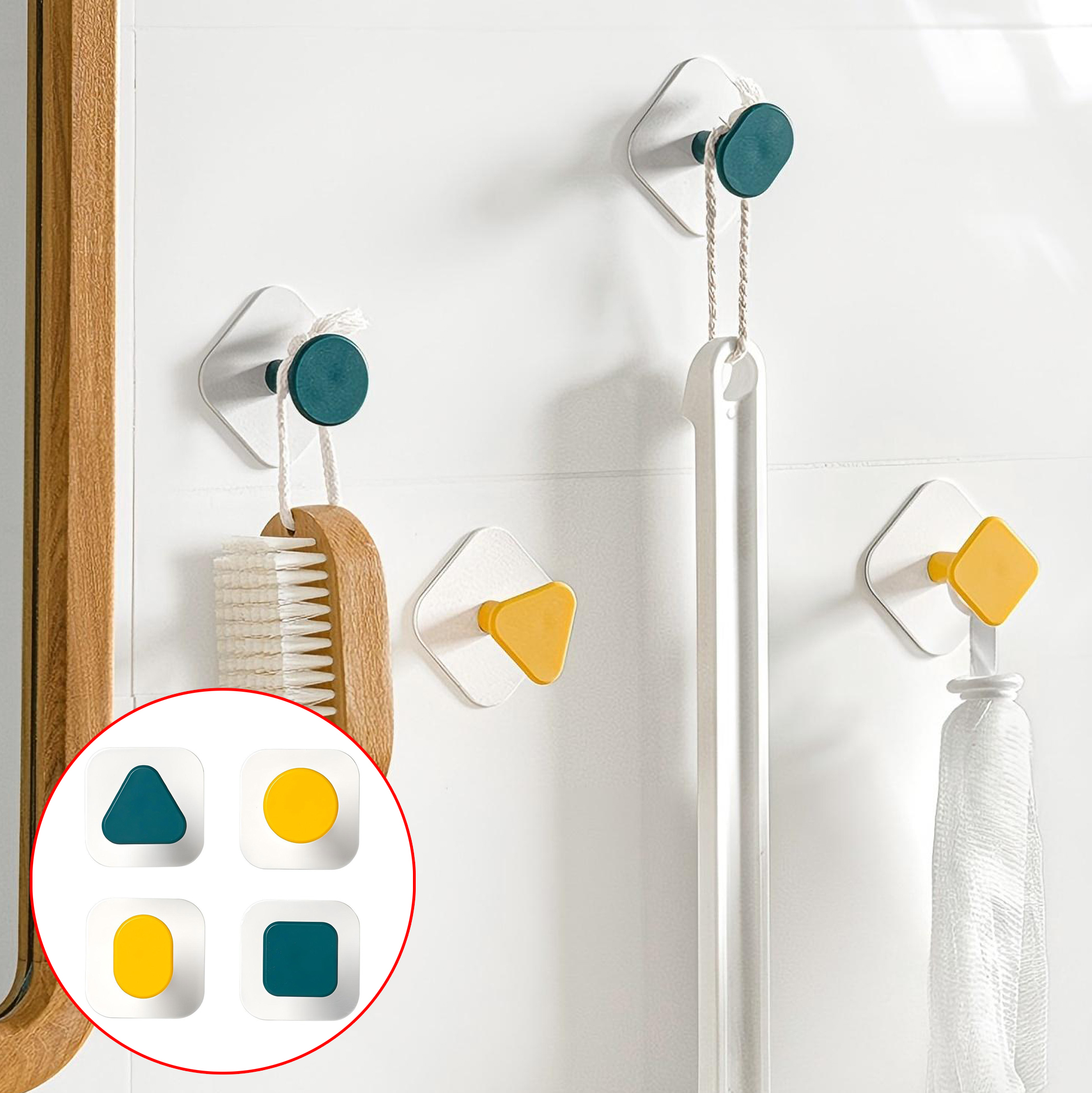 4 Piece Colorful Wall Hooks Set