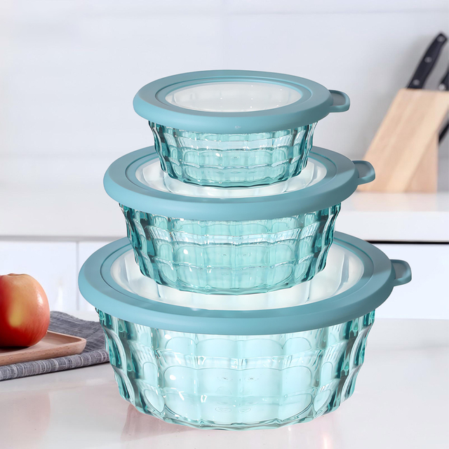 3 Piece Plastic Salad Bowl Set with Lids