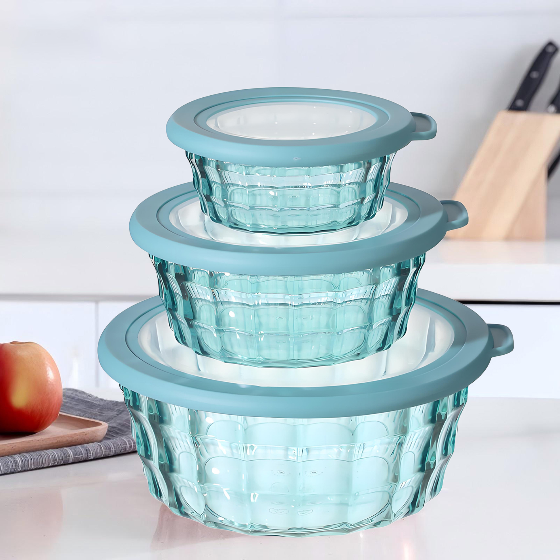 3 Piece Plastic Salad Bowl Set with Lids