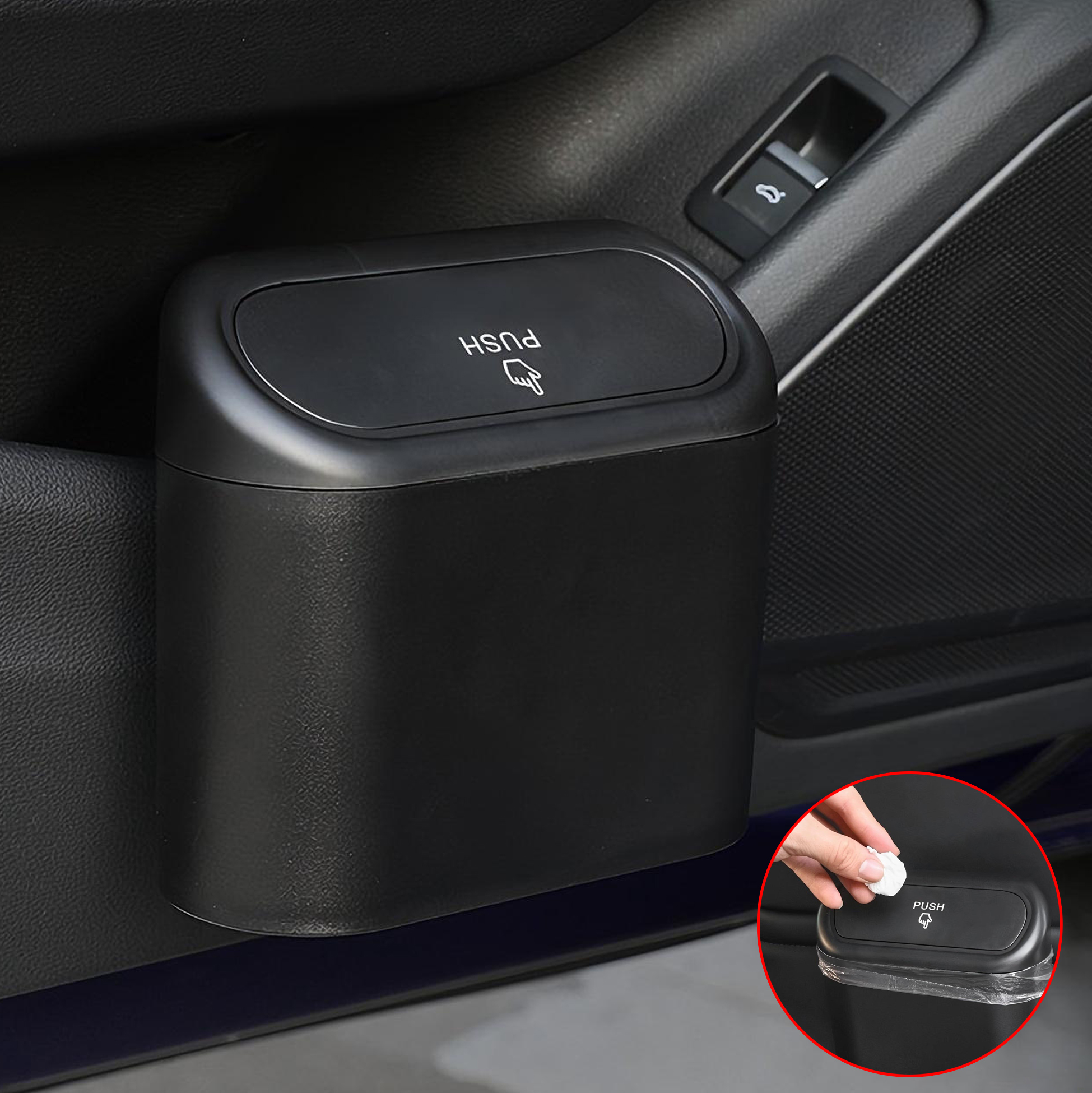 Black Touch Open Desktop Trash Bin