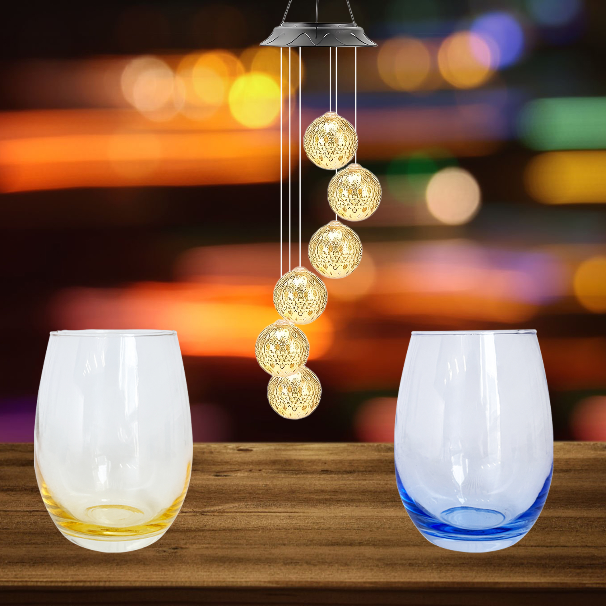 Romantic Wine Glass & Hanging Night Light Set