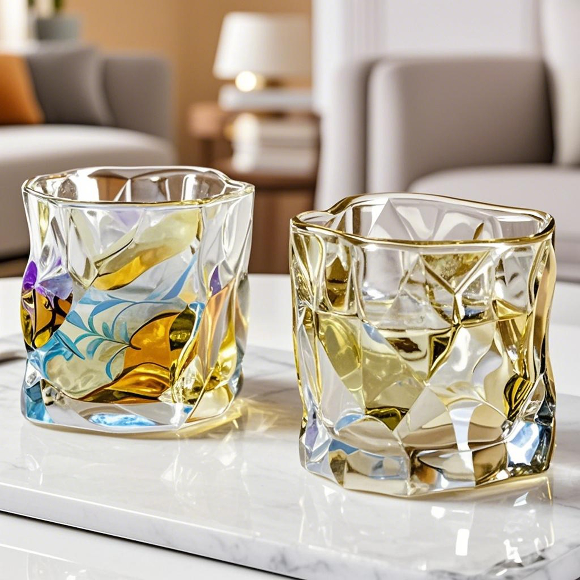 Unique Distorted - design Clear Glass Drinking Cup