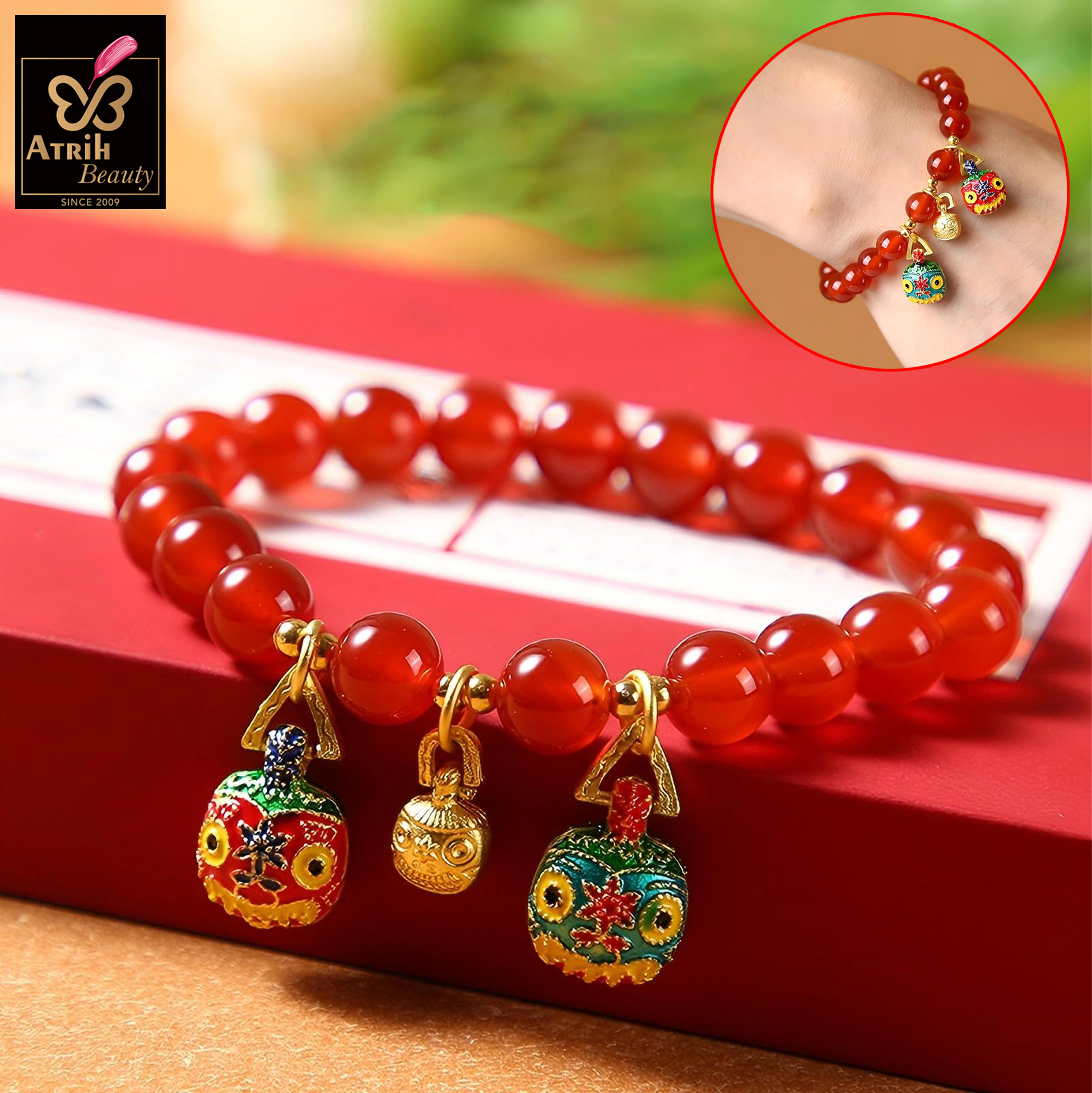 Red Agate Bead Bracelet