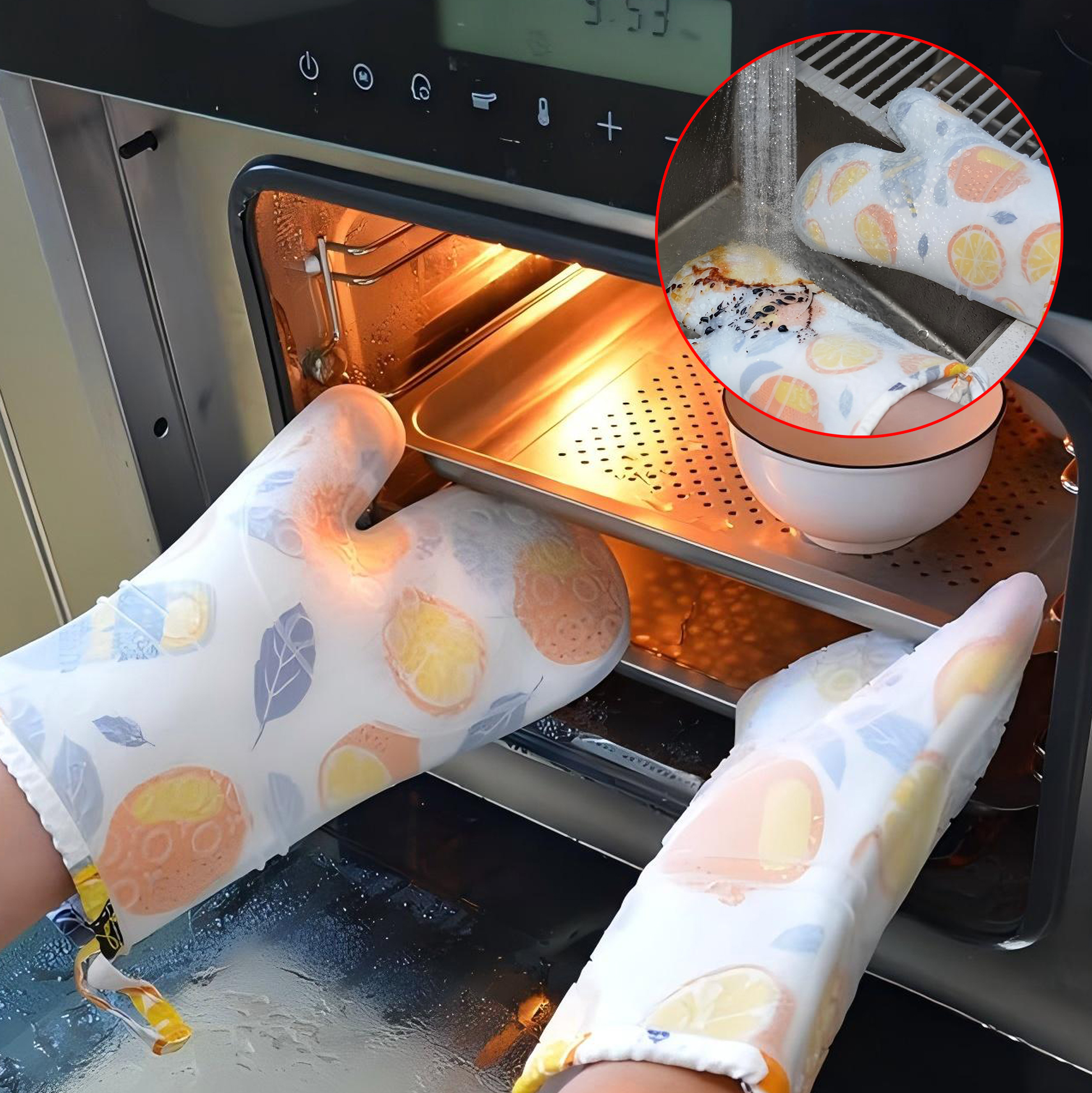 Citrus Patterned Silicone Oven Mitt