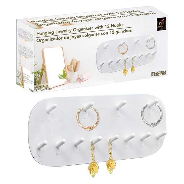 Hanging Jewelry Organizer with 12 Hooks