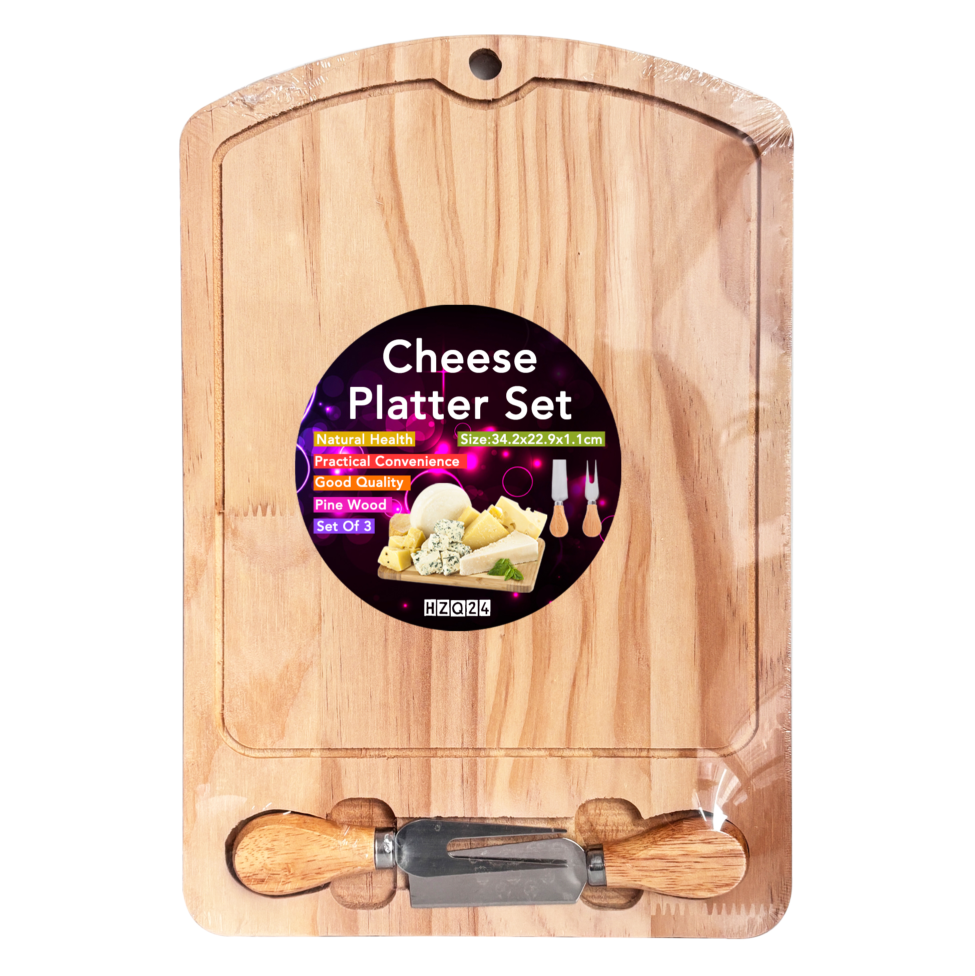 Wooden Cheese Board with Integrated Tool