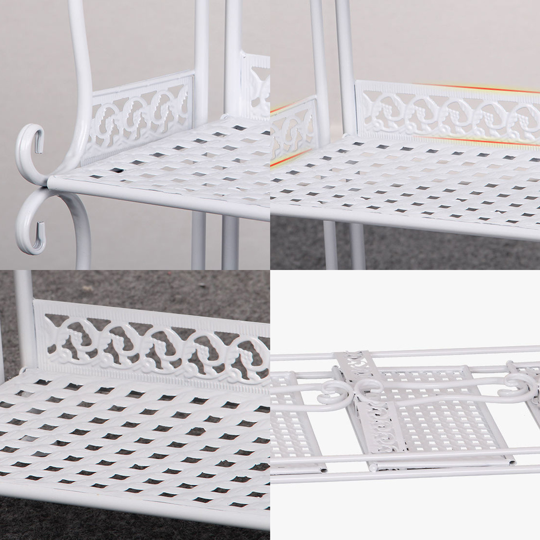 White Metal 4-Tier Storage Shelf