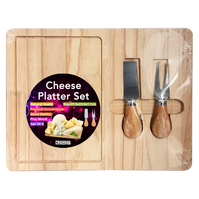 Wooden Cheese Board and Knife Set