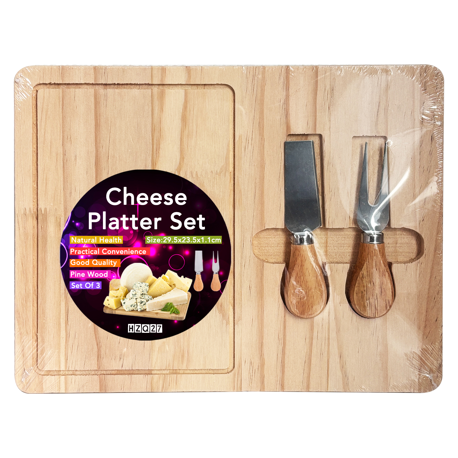 Wooden Cheese Board and Knife Set