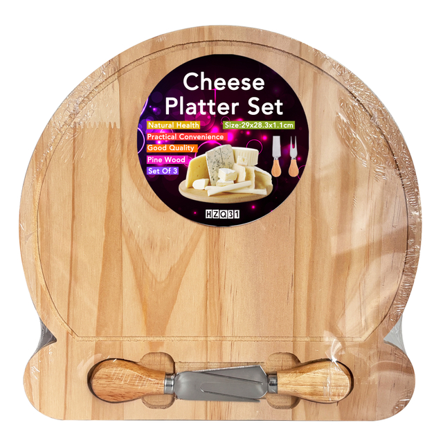 Unique Shaped Wooden Cheese Board Set