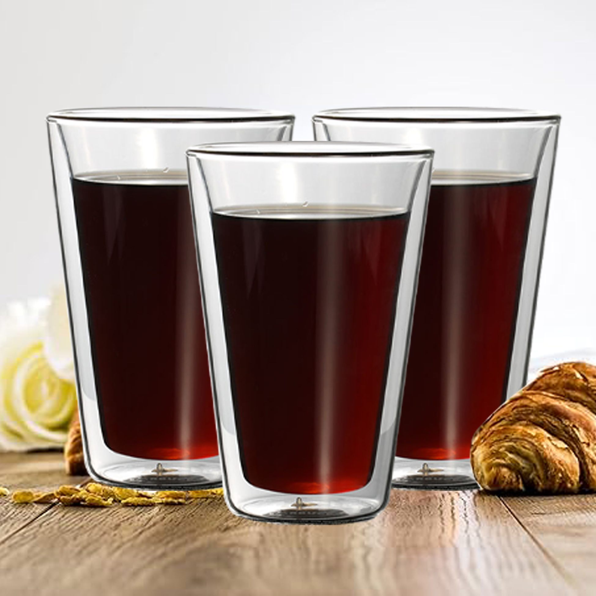 300ml/400ml/500ml Double Walled Tapered Glass Tumbler