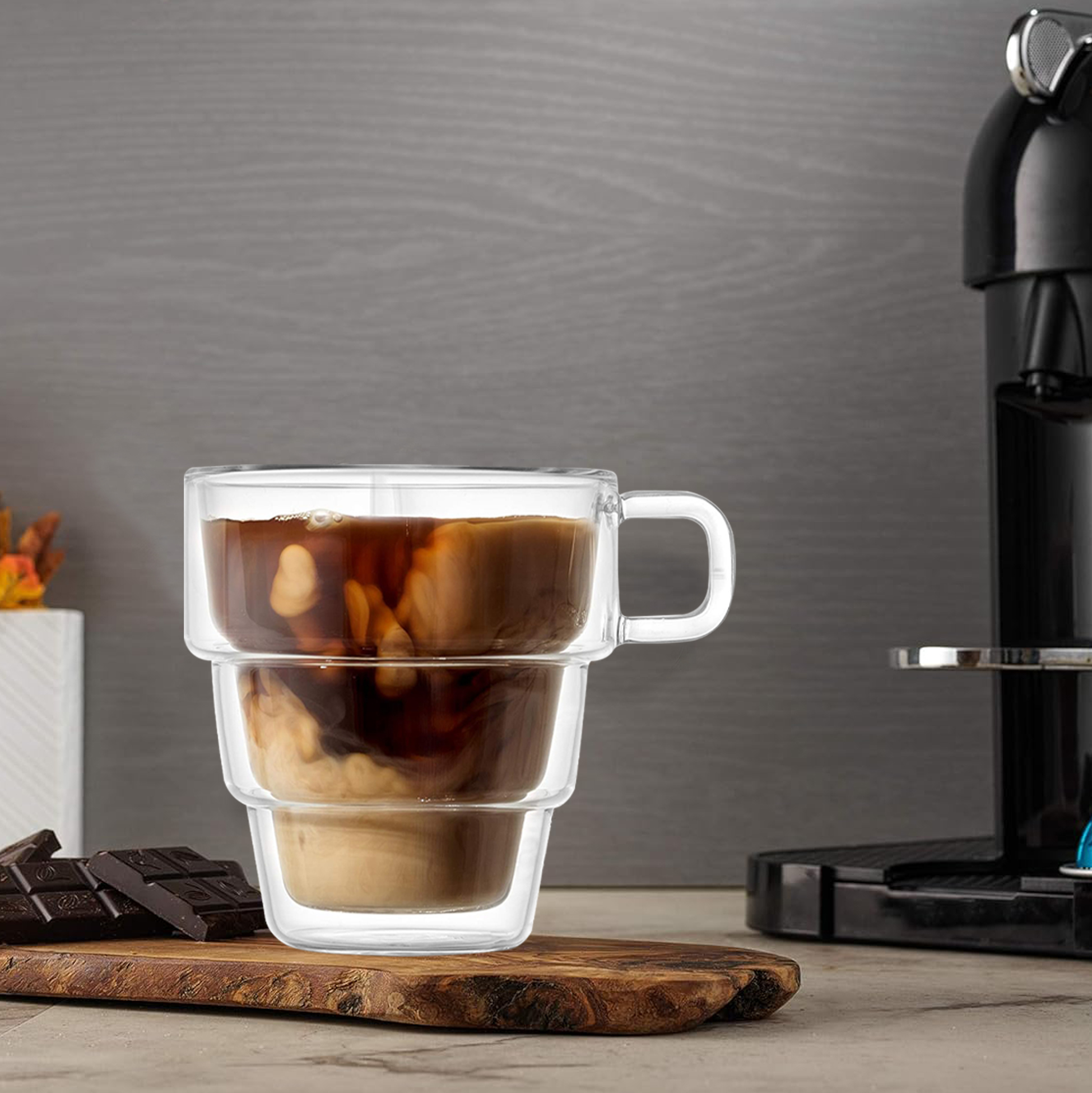 500ml Double Walled Glass Mug with Handle
