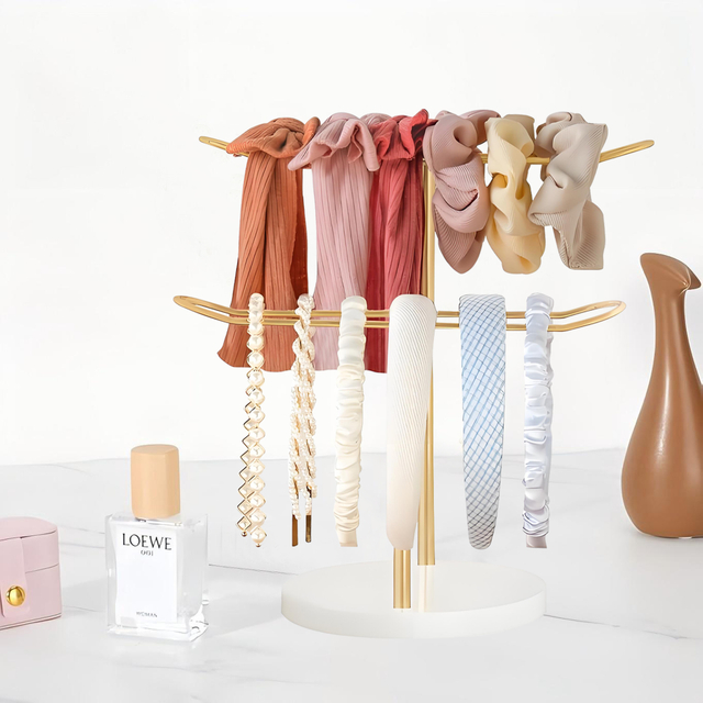 Gold Metal Double Layer Hair Accessory Organizer Rack