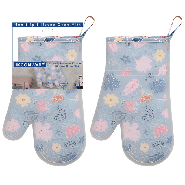 Floral Themed Silicone Oven Mitt